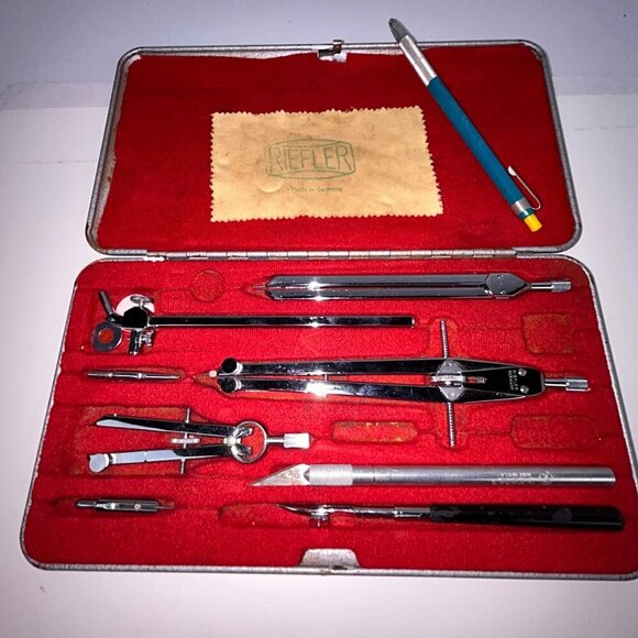 Riefler Professional Drafting Tool Drawing Set~'50's in Metal Case Not Complete - Picture 3 of 10